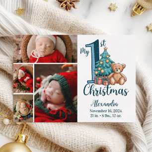 4 Foto Teddy Baby Azul 1er Navidad