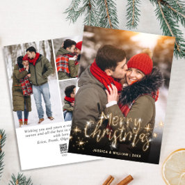 4 FOTOGRAFÍA Feliz Navidad Dorado Sparkle Greeting