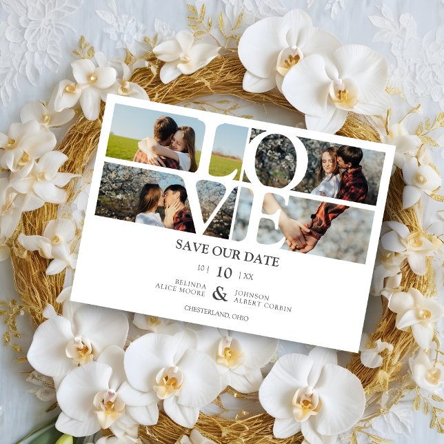 4 fotos Moda blanca Boda de moda Covid19 (4 Photos White Chic Trendy Collage Wedding Covid19 Save the Date. )