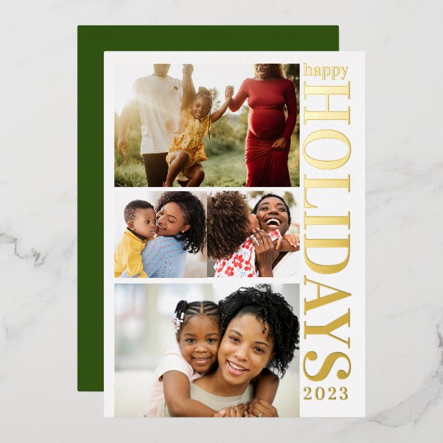 4 fotos Tarjeta navideña de feriado para Relieve m (Anverso/Reverso)