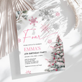 4 Invitación de cumpleaños, 4 cumpleaños de invier