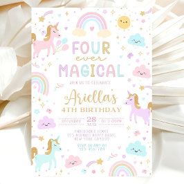 4 Invitación de cumpleaños de Unicornio, 4 siempre