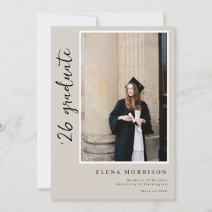 4 invitaciones de graduación con guión neutral 202