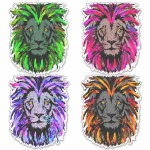 4 jefes de león pegatina - pegatinas de león