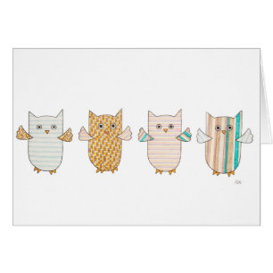 4 Lechuzas Pastel Volando