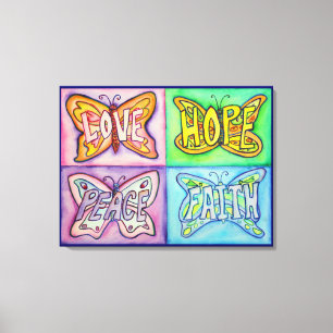 4 Palabras Balas Mariposas Pintura De Lienzo Envue