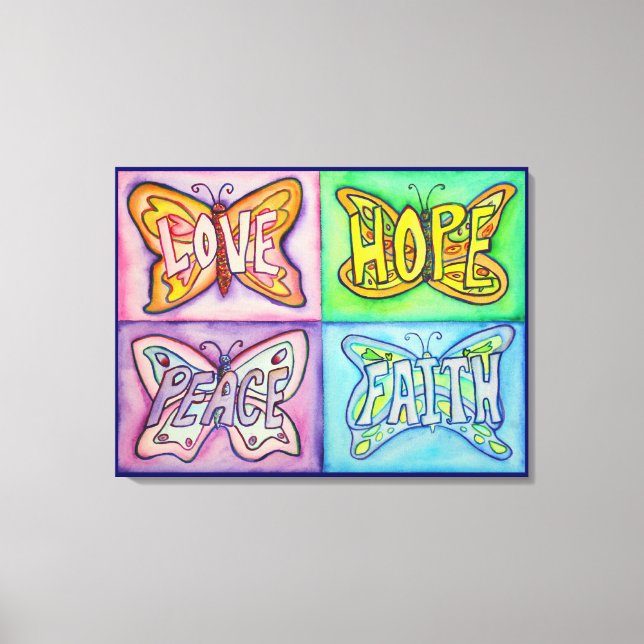 4 Palabras Balas Mariposas Pintura De Lienzo Envue (Anverso)