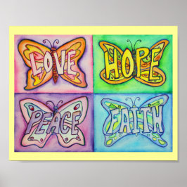 4 Palabras Mariposa Wings Posters de Arte Inspirad