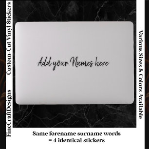 4 Pegatinas Negras para Portátil con Nombre Person