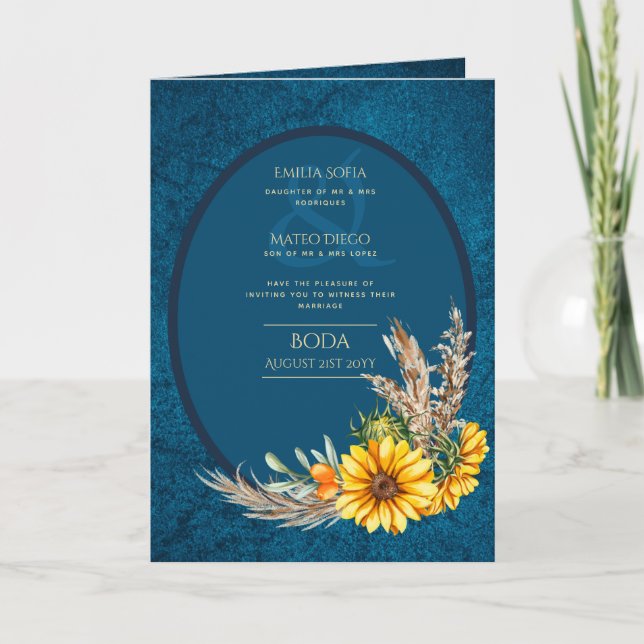 4 pg Invitaciones de BODA Español de la Marina Sun (Anverso)