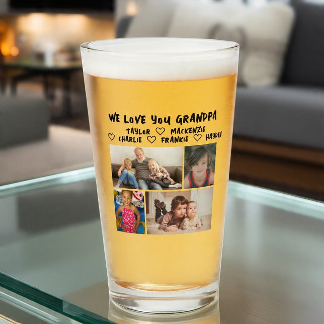 4 photo collage and personalized text photo gift (4 photo collage and personalized text photo gift glass by Ricaso Great for anyone, change text)