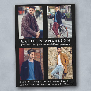 4 Photo Model Actor Comp Card Blk