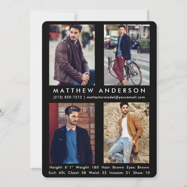 4 Photo Model Actor Comp Card Blk R (Anverso)