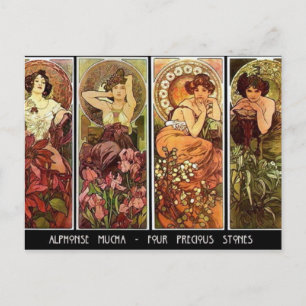 4 piedras Tarjeta postal de A. Mucha
