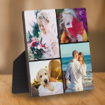 4 Placa fotográfica con plantilla de color negro r<br><div class="desc">Placa personalizada de 4 plantillas de fotografía con 4 fotos modificables,  un marco negro redondeado y un soporte incorporado en la parte posterior. Un gran regalo único para la familia.</div>