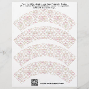 4 por hoja Damask Personalizado de diseño Cupcake