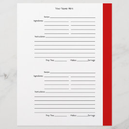 4 por página - Páginas de recetas rojas de dos car
