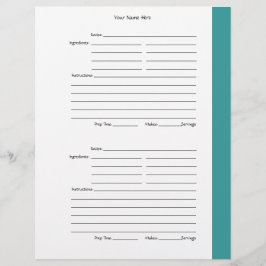 4 por página - Verde azuladas páginas de recetas d