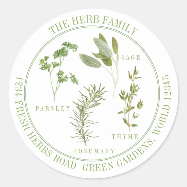 4 Sellos para sobres FRESH HERBS de direcciones re (Anverso)