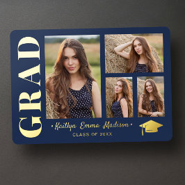 4 Tarjeta de graduación azul y Relieve metalizado 
