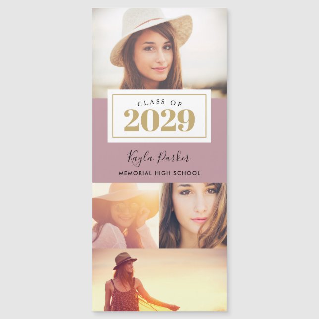 4 tarjetas de Invitación de graduación magnética f (Anverso)