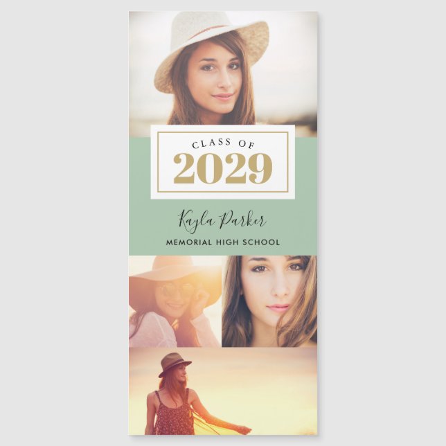 4 tarjetas de Invitación de graduación magnética f (Anverso)