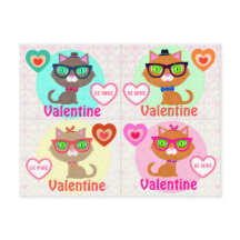 4 Tarjetas de San Valentín para gato Guay hipster