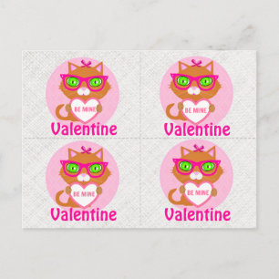 4 Tarjetas de San Valentín para gato Guay hipster