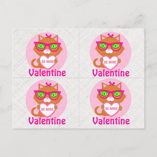 4 Tarjetas de San Valentín para gato Guay hipster (Anverso)