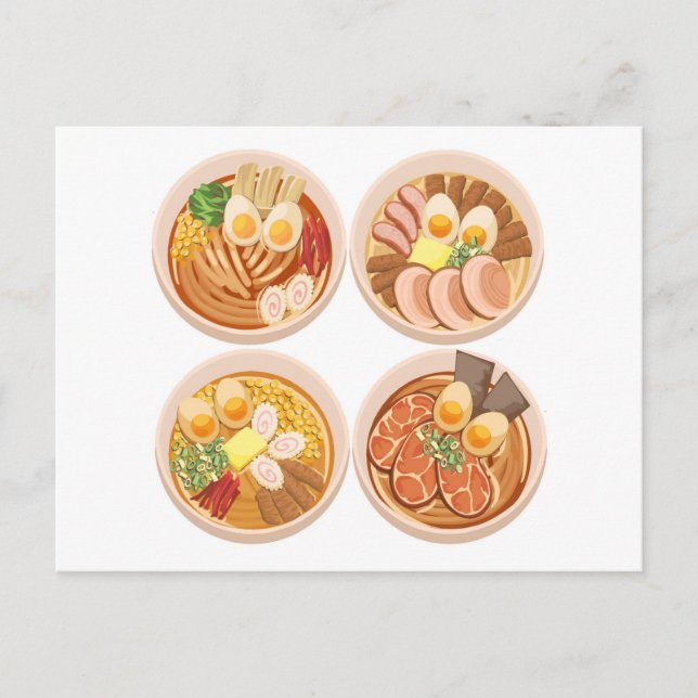 4 tazas de postales de Ramen (Anverso)