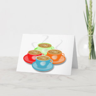 4 tazas de tarjetas de felicitación para el café