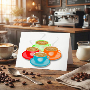4 tazas de tarjetas de felicitación para el café