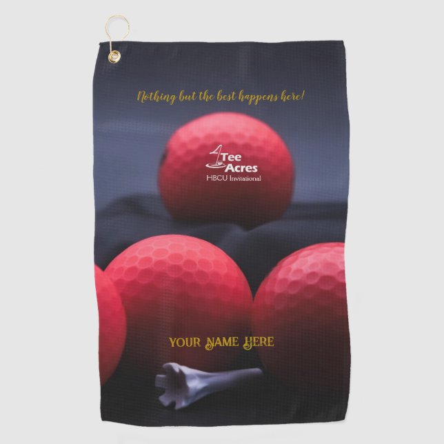 4 Tee Acres Toallas De Golf Personalizadas Rojas (Anverso)