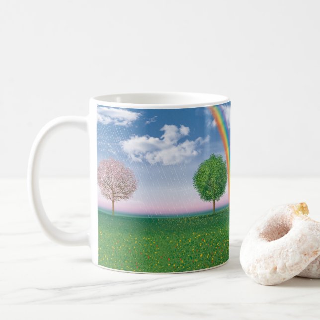 4 temporadas arte taza de café (Con donut)