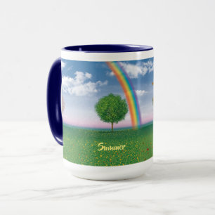 4 temporadas con texto gran taza de café combinad