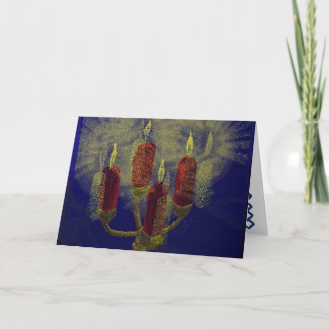 4 velas rojas arte tarjeta de vacaciones (Anverso)
