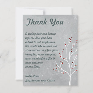 4 x 5 FLAT Gracias Árbol blanco de tarjetas