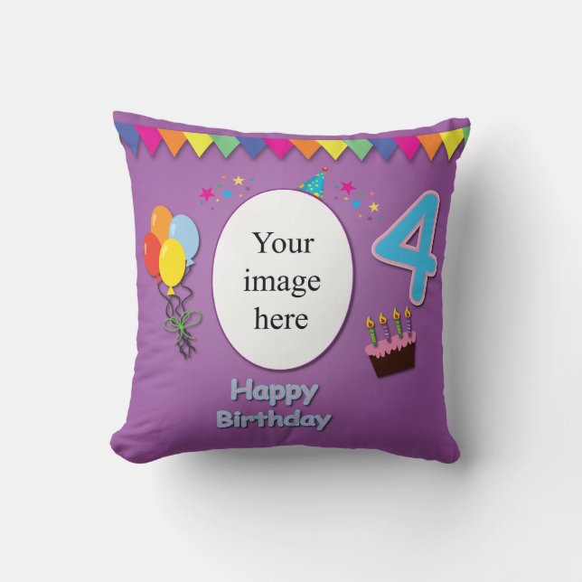 4ta almohada feliz del cumpleaños con su foto (Anverso)