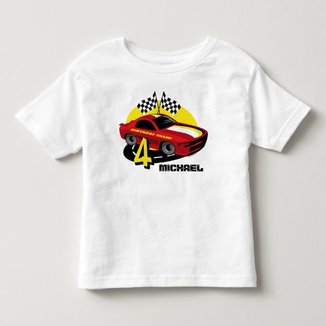 4ta camisa del cumpleaños del coche de carreras (Anverso)