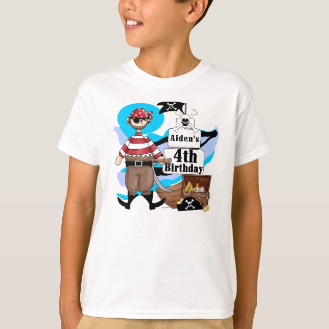 4ta camiseta del cumpleaños del pirata de encargo (Anverso)