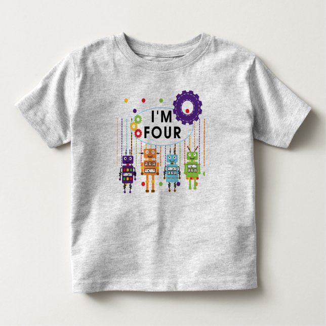 4tas camisetas y regalos del cumpleaños del robot (Anverso)