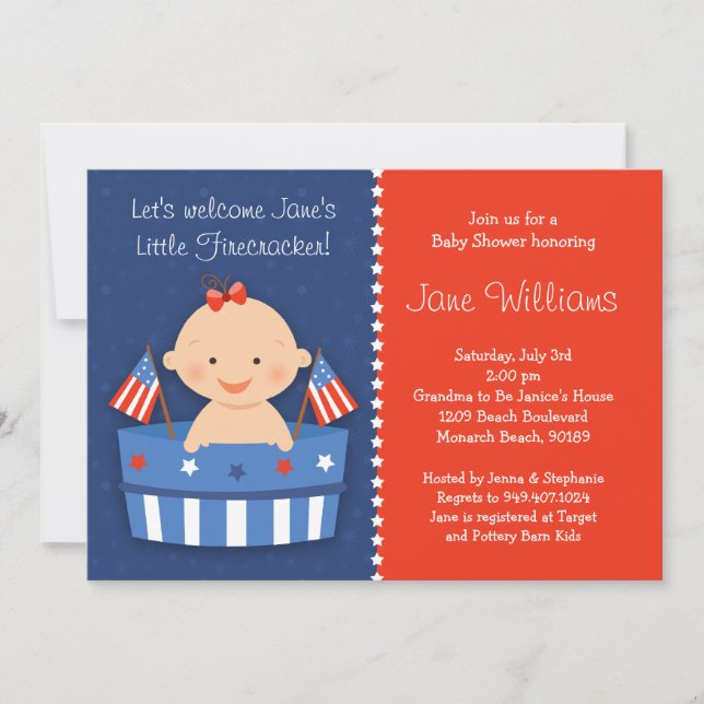 4to de la invitación de julio Baby Shower (Anverso)