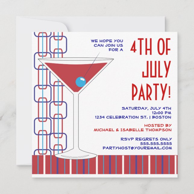 4to de la invitación del cóctel de julio Martini (Anverso)