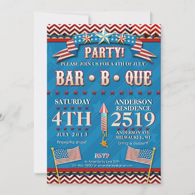 4to de la invitación festiva del fiesta del Bbq de (Anverso)