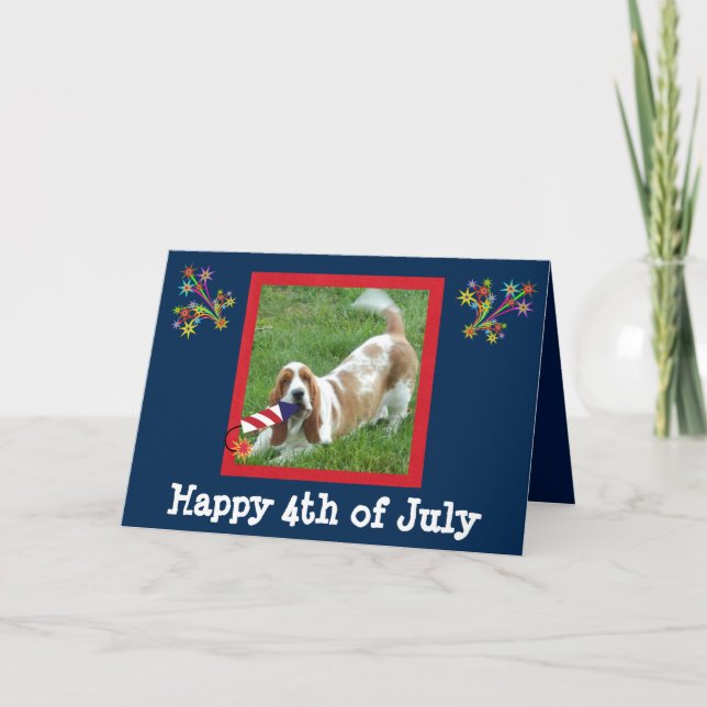 4to de la tarjeta de julio con Basset Hound y (Anverso)