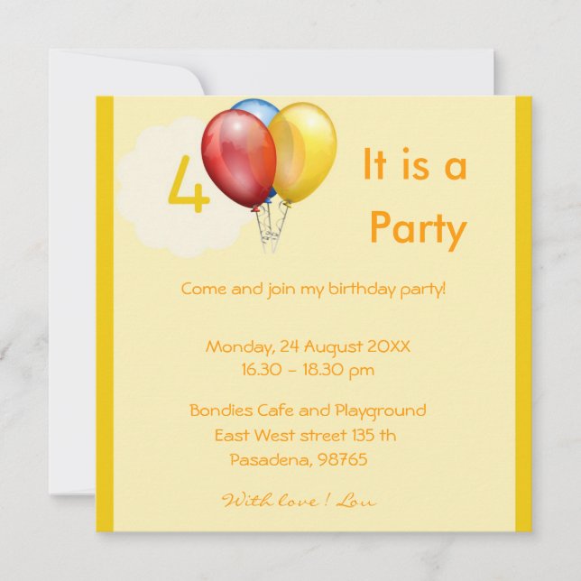 4to Invitación del cumpleaños (Anverso)