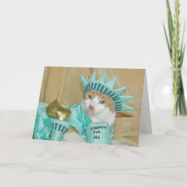 4to patriótico de la tarjeta anaranjada del gato