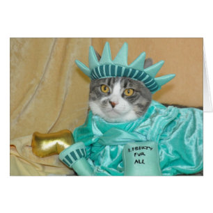 4to patriótico de la tarjeta gris del gato de