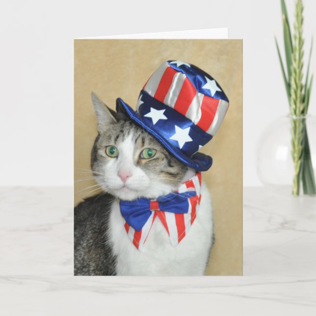4to patriótico del tabby de julio y de la tarjeta (Anverso)