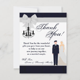 4x5 FLAT Gracias Tarjeta ARMY Uniforme Azul Novia